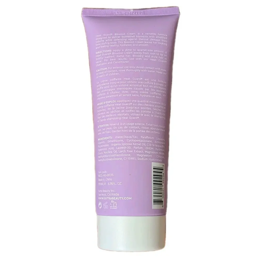 SUTRA Beauty Heat Guard Blowout Cream Heat Protectant Hyaluronic Acid 6.76 oz